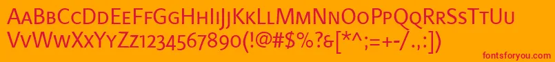 LinotypefinneganscRegular Font – Red Fonts on Orange Background