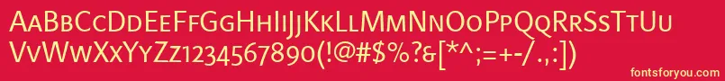 LinotypefinneganscRegular Font – Yellow Fonts on Red Background