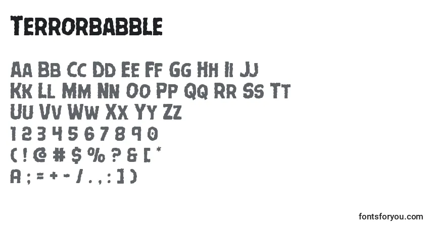 A fonte Terrorbabble – alfabeto, números, caracteres especiais