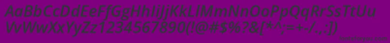 OpenSansSemiboldItalic-fontti – mustat fontit violetilla taustalla