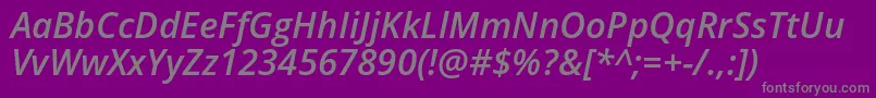 OpenSansSemiboldItalic-Schriftart – Graue Schriften auf violettem Hintergrund