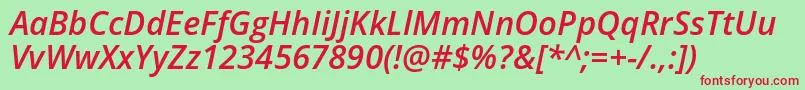 OpenSansSemiboldItalic Font – Red Fonts on Green Background