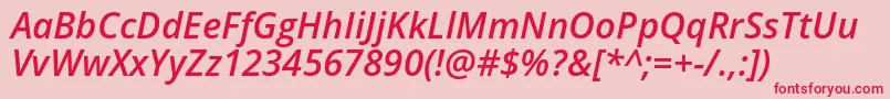 OpenSansSemiboldItalic Font – Red Fonts on Pink Background