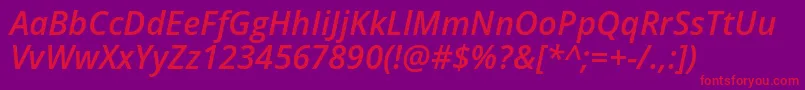 OpenSansSemiboldItalic Font – Red Fonts on Purple Background