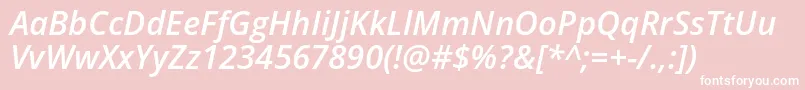 OpenSansSemiboldItalic-fontti – valkoiset fontit vaaleanpunaisella taustalla