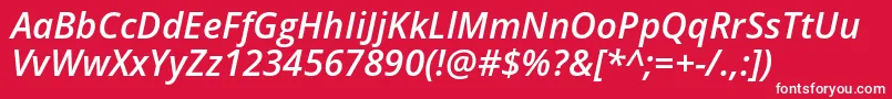 OpenSansSemiboldItalic-fontti – valkoiset fontit punaisella taustalla