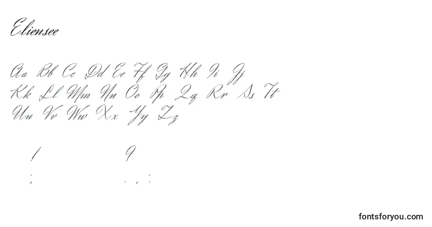 Czcionka Eliensee – alfabet, cyfry, specjalne znaki