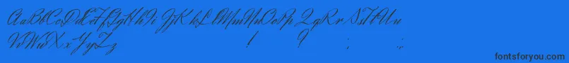 Eliensee-Schriftart – Schwarze Schriften auf blauem Hintergrund