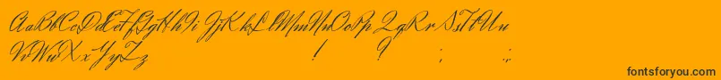 Eliensee-Schriftart – Schwarze Schriften auf orangefarbenem Hintergrund