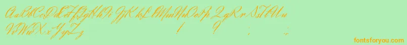 Eliensee-Schriftart – Orangefarbene Schriften auf grünem Hintergrund