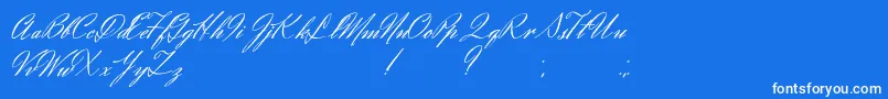 Eliensee-Schriftart – Weiße Schriften auf blauem Hintergrund