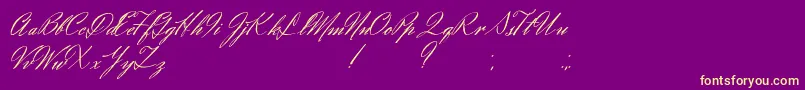 Eliensee-Schriftart – Gelbe Schriften auf violettem Hintergrund