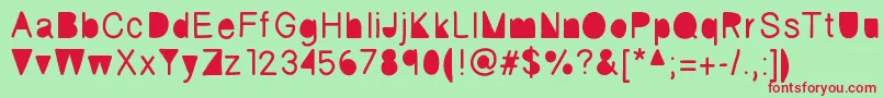 フォントFickle – 赤い文字の緑の背景