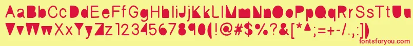 Fickle-Schriftart – Rote Schriften auf gelbem Hintergrund