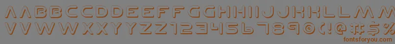 フォントPlanetNShadow – 茶色の文字が灰色の背景にあります。