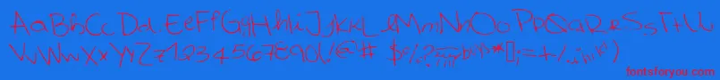 Cutetumblrfont Font – Red Fonts on Blue Background