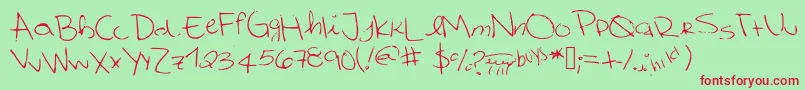 Cutetumblrfont Font – Red Fonts on Green Background