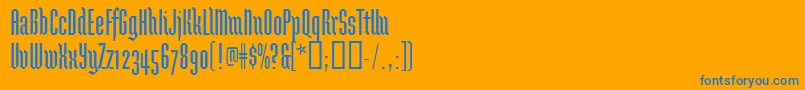 フォントBrunnhildeone – オレンジの背景に青い文字