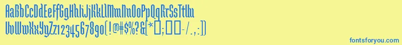 Brunnhildeone Font – Blue Fonts on Yellow Background