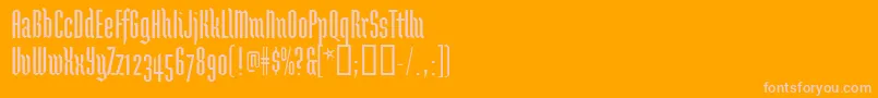 Brunnhildeone-Schriftart – Rosa Schriften auf orangefarbenem Hintergrund