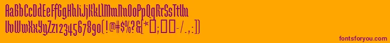 Brunnhildeone-Schriftart – Violette Schriften auf orangefarbenem Hintergrund