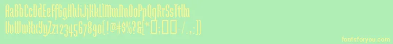 Brunnhildeone-Schriftart – Gelbe Schriften auf grünem Hintergrund
