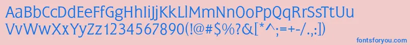 Fonte FrascatiLightRegular – fontes azuis em um fundo rosa