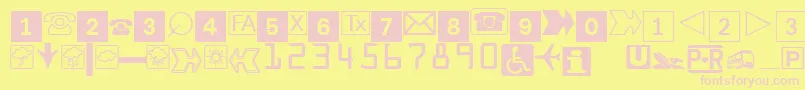 Linobats-fontti – vaaleanpunaiset fontit keltaisella taustalla