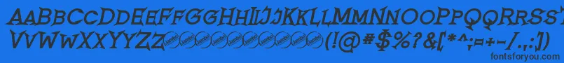 Fonte RomanicumBoldItalic – fontes pretas em um fundo azul