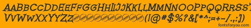 Fonte RomanicumBoldItalic – fontes pretas em um fundo laranja