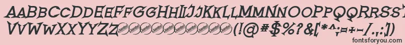 Fonte RomanicumBoldItalic – fontes pretas em um fundo rosa