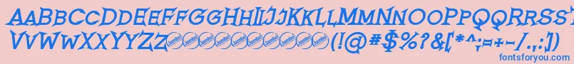 Czcionka RomanicumBoldItalic – niebieskie czcionki na różowym tle