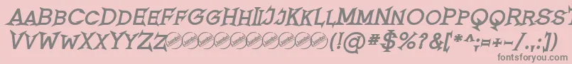 Lisätietoja RomanicumBoldItalic-fontista RomanicumBoldItalic-fontti – harmaat kirjasimet vaaleanpunaisella taustalla