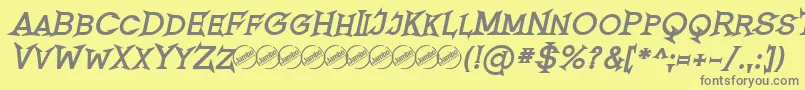 Fonte RomanicumBoldItalic – fontes cinzas em um fundo amarelo