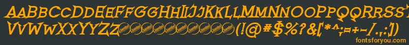 RomanicumBoldItalic-fontti – oranssit fontit mustalla taustalla