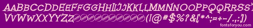 RomanicumBoldItalic-fontti – vaaleanpunaiset fontit violetilla taustalla