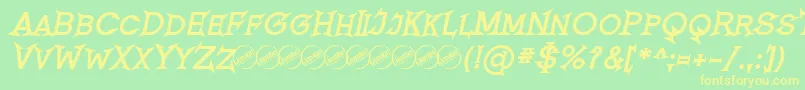 RomanicumBoldItalic Font – Yellow Fonts on Green Background