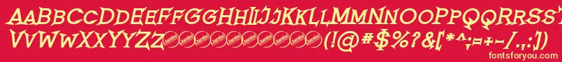 Fonte RomanicumBoldItalic – fontes amarelas em um fundo vermelho