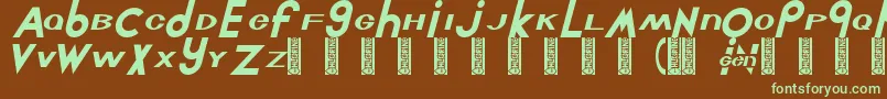 フォントChlorinut – 緑色の文字が茶色の背景にあります。