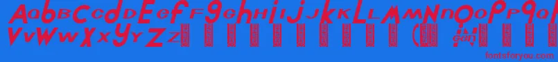 Chlorinut Font – Red Fonts on Blue Background