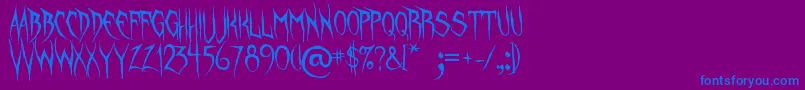 フォントUnquietSpirits – 紫色の背景に青い文字