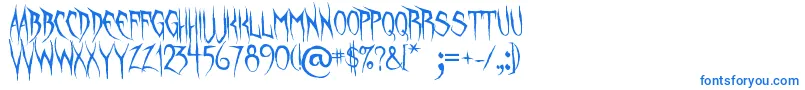 フォントUnquietSpirits – 白い背景に青い文字