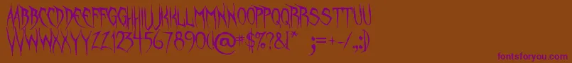 Czcionka UnquietSpirits – fioletowe czcionki na brązowym tle