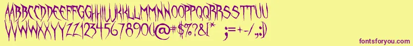 UnquietSpirits-fontti – violetit fontit keltaisella taustalla