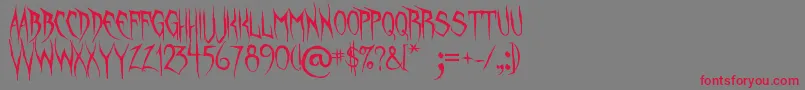 フォントUnquietSpirits – 赤い文字の灰色の背景