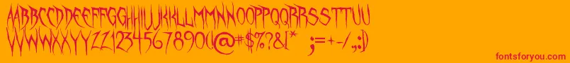 Fonte UnquietSpirits – fontes vermelhas em um fundo laranja