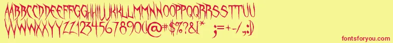 UnquietSpirits-Schriftart – Rote Schriften auf gelbem Hintergrund