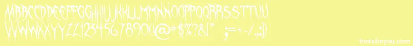 フォントUnquietSpirits – 黄色い背景に白い文字