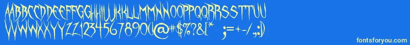 フォントUnquietSpirits – 黄色の文字、青い背景