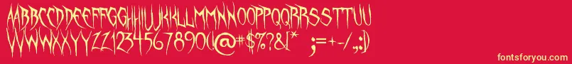 UnquietSpirits-Schriftart – Gelbe Schriften auf rotem Hintergrund